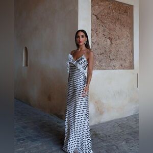 Zara polka dot ruffle satin dress. Size Small